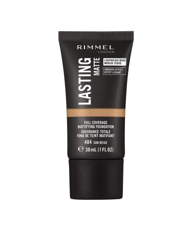 Rimmel Lasting Matte Full Coverage Light-weight Foundation 30ml 404 Sun Beige Sun Beige 30 ml (Pack of 1)
