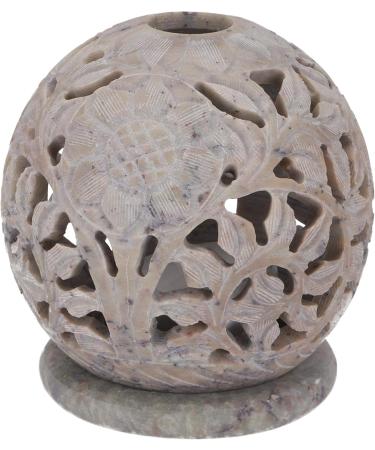 Buy GURU SHOP Indian Scented Potpourri Container - Soapstone Tealight & Ball Flowers - Cream-White - 8.5x8x8 cm | Fragrance & Oil Lamps International Shipping - Buy Online on GoSupps.com