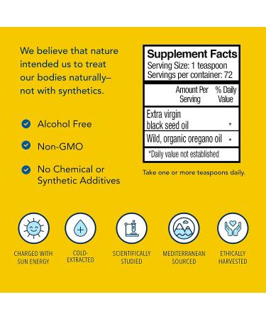 NORTH AMERICAN HERB & SPICE Black Seed Oil - 12 fl. oz. - Cardiovascular, Digestive & Immune Support - Non-GMO - Contains Oreganol P73 Oregano Oil - 72 Servings - Buy Online on GoSupps.com