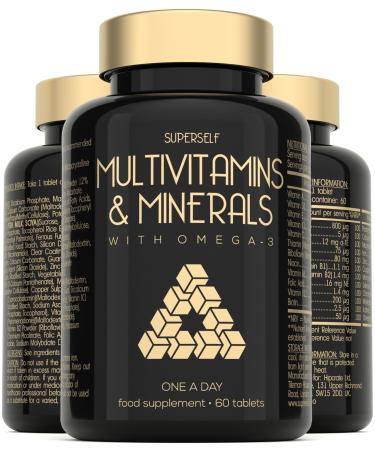 Multivitamins and Minerals with Omega 3 - Multivitamin Tablets for Men & Women - Adult Multi Vitamins with 100% Daily Dose of Iron Zinc Vitamin D C B12 - 26 Nutrients & Supplements - 60 Tablets
