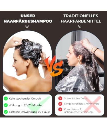 YOURTONE Black Hair Dye Shampoo hair color shampoo for men and women instant hair color shampoo for against gray hair 500 ml black - Buy Online on GoSupps.com