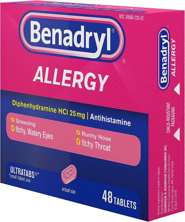 Benadryl Ultratabs Antihistamine Allergy Medicine - 48 ct Diphenhydramine HCl Tablets - Buy Online on GoSupps.com