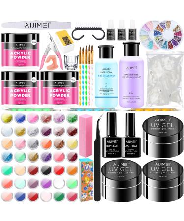 AJIMEI Acrylic Powder Acrylic Nail Kit for Beginners with Everything Acrylic Nail Powder Acrylic Nail Kit French Manicure Kit Acrylic Nail Kit for Beginners Nail Kit Acrylic Set (A15 set) Acrylic Nail Kit 3