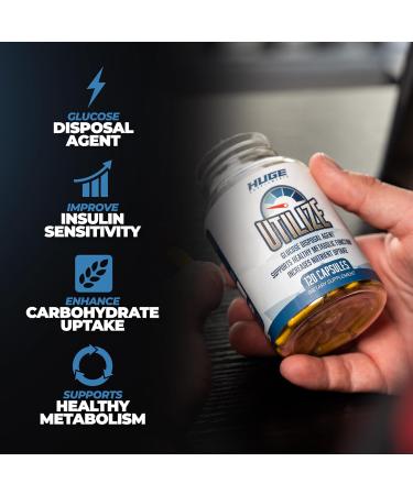 Buy Huge Supplements Utilize - Carb Blocker & Nutrient Partitioner for Healthy Metabolism | 1.5g Berberine 500mg Bitter Melon 125mg Cinnamon (120 Capsules) - International Shipping Available - Buy Online on GoSupps.com