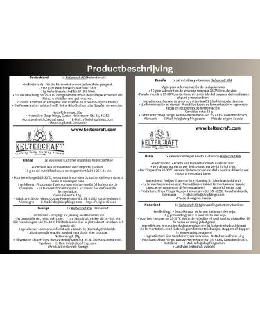 Keltercraft K04 Yeast food salt 10 g for 25 liters of winemeadcider Fermentation salt Yeast food DAP with vitamins Food salt for fermentation - Buy Online on GoSupps.com