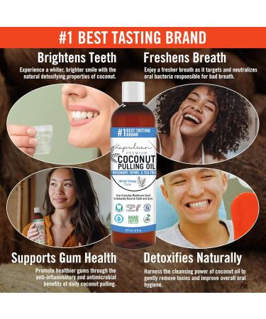 Coconut Oil Pulling Mouthwash - 100% Pure & Natural Non-GMO Ayurvedic with Rosemary Thyme & Tea Tree Essential Oils for Teeth & Gums Care - Buy Online on GoSupps.com