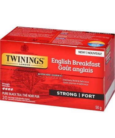 Twinings English Breakfast Extra Strong Individually Wrapped Tea Bags | Caffeinated Intensely Bold Smooth Full-Bodied Taste of Pure Black Tea | 20 Count (Pack of 6) | Enjoy Hot or Iced English Breakfast Strong 20 Count (Pack of 6) - Buy Online on GoSupps.com