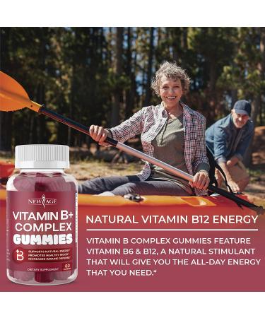 NEW AGE Vitamin B Complex Gummies with B3, B5, B6, B7, B9, B12, Biotin, Folic Acid, Vitamin C - 120 Count (2-Pack) | Gluten-Free Vegan Formula - Buy Online on GoSupps.com