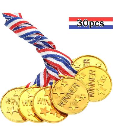 Gejoy 30 Pieces Gold Plastic Winner Award Medals - Olympic Style Metal Awards for Sports, Competition & Talent Shows - Perfect for Spelling Bee, Gymnastics, Birthdays - Classic Style - Buy Online on GoSupps.com