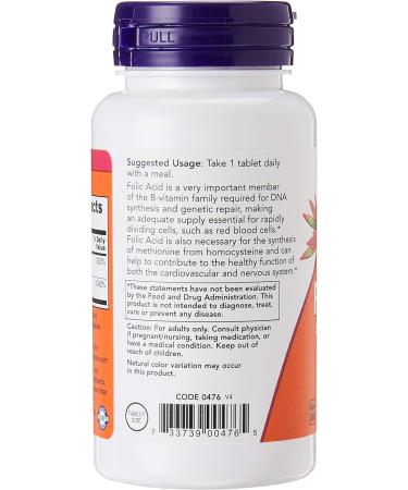 Now Foods Folic Acid 800mcg 250 Capsules - Essential Vitamin for Health and Wellness - Buy Online on GoSupps.com