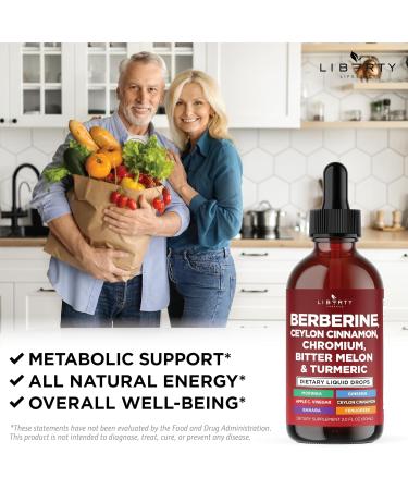 Berberine with Ceylon Cinnamon Supplement Liquid Drops + Bitter Melon Extract Glucomannan Gymnema Chromium Turmeric Panax Ginseng Moringa- 8 OZ 8 Fl. Oz (Pack of 4) - Buy Online on GoSupps.com