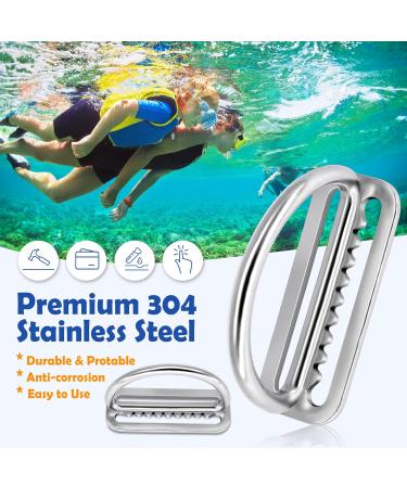 Dawitrly 2Pack Stainless Steel Weight Belt Keeper - 5cm/2'' Serrated Scuba Diving Retainer Stopper with D Ring for BCD Accessories - Buy Online on GoSupps.com