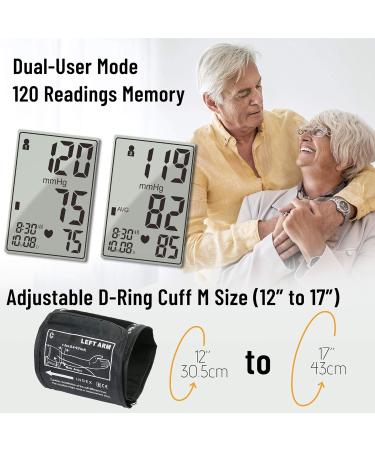 LotFancy Blood Pressure Monitor Upper Arm Large Cuff(12"-17 ) Accurate Adjustable Digital BP Machine Upper Arm Cuff 2 Users 120 Reading Memory BP Meter with Large Screen for Home Use - Buy Online on GoSupps.com
