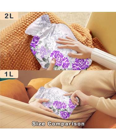 Shop Naanle Vintage Purple Rose Hot Water Bottle 2L | Transparent Cover Large Bed Warmer for Pain Relief & Cold Therapy - Buy Online on GoSupps.com