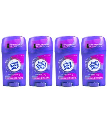 Lady Speed Stick Invisible Dry Antiperspirant & Deodorant Shower Fresh 1.4 Ounce (Pack of 4)