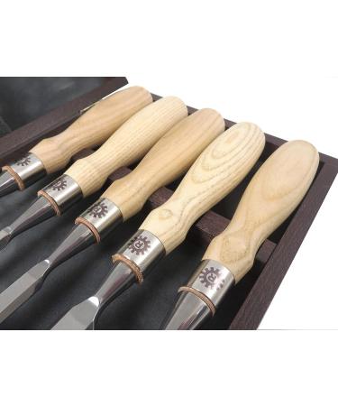 Narex 853600 5 Piece Boxed Set of Richter Extra Bevel Edge Chisel (1/4  3/8  1/2  3/4 and 1 inch) Cryogenic Treated Cr-V Steel Hardened to HRc 62 Ergonomic Ash Handles Stainless Steel Ferrules - Buy Online on GoSupps.com