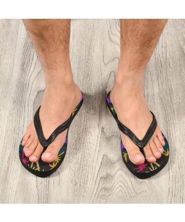 Mnsruu Black Palm Leaf Flip Flops for Men & Women - Stylish Home Hotel Spa & Travel Footwear - Shop Internationally Now! - Buy Online on GoSupps.com