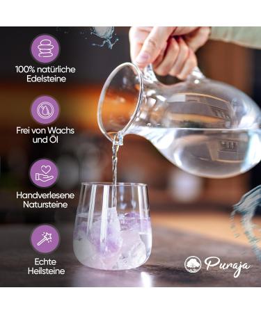 Puraja Gem Water Basic Set | Premium Crystals & Natural Stones: Rose Quartz Amethyst Mountain Crystal - 400g for Water Revival - Buy Online on GoSupps.com