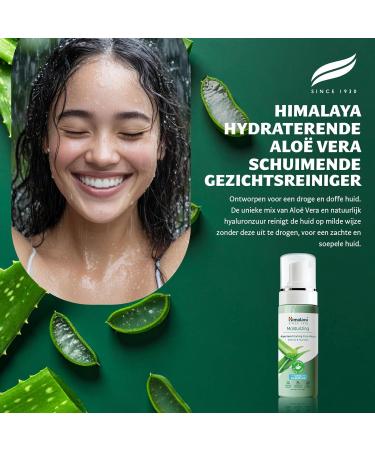 Himalaya moisturizing aloe vera foaming facial cleanser for dry and dull skin with natural hyaluronic acid and organic aloe vera mild and moisturizing cleanser 150 ml - Buy Online on GoSupps.com