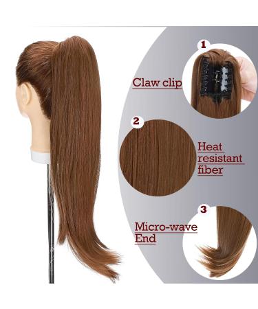 Buy Heat-Resistant Ponytail Extensions - Micro-Wavy Clip-In Hair Parts (22''/55cm) in White & Brown | Realistic Hair Quality for Stunning Styles - Buy Online on GoSupps.com