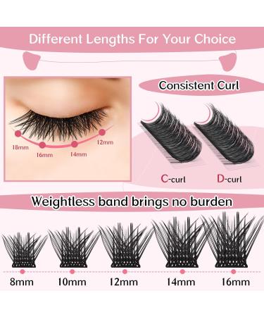 Lash Clusters 72 Pcs Individual DIY Extension Kit 8-16mm - Volume Wispy Lashes with Super Thin Band - Reusable & Comfortable - Posh D-8-16mix - Buy Online on GoSupps.com