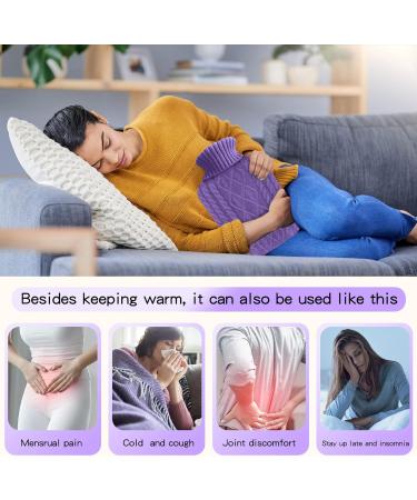 2L Hot Water Bottles with Elegant Knitted Covers for Pain Relief - Purple - Buy Online on GoSupps.com