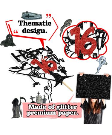 Halloween Happy 16th Birthday Cake Topper Horror Classic Halloween Cake Decor for Bloody Horror Theme 16 Years Old Birthday Party Decorations Supplies - Buy Online on GoSupps.com
