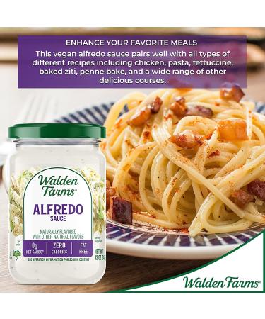 Walden Farms Light Alfredo Sauce 12 oz - Vegan & Keto Friendly, Non-Dairy Milk Substitute, 0g Net Carbs - Perfect for Chicken, Fish, Scampi & More - Buy Online on GoSupps.com