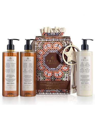 Prija Home SPA Gift Kit (Includes Vitalizing Hair & Body Cleanser Hand Cleanser Hand & Body Moisturizer each 12.84 fl oz) - Vegan Friendly - Dermatologically Tested