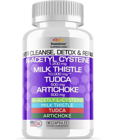 NAC 1200mg Milk Thistle TUDCA 500mg Liver Cleanse & Repair Formula - 90 Capsules - USA Made - Buy Online on GoSupps.com