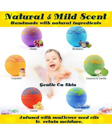 Kids Bath Bombs Set - 6pc Extra Large Organic Fizzy Bath Bombs with Toy Car Surprise - Handmade with Natural Oils for Boys and Girls - Fun Birthday Gift Idea - Buy Online on GoSupps.com