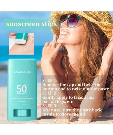 Suncream Factor 50 Sunscreen Stick - Hyaluronic Acid Spf 50 Face Moisturiser with Vitamin E - High Efficiency Sunscreen to UVA/UVB Protection - Waterproof & Non-Greasy - Moisturizing Before Makeup - Buy Online on GoSupps.com