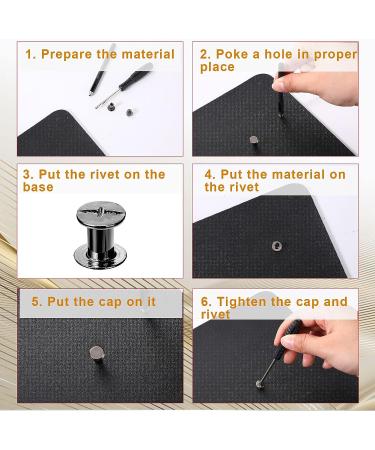115 Sets Gun Black Metal Accessories Nail Rivet Chicago Button Assembly Assorted Kit for DIY Leather Decor - Binding Screw Included - Buy Online on GoSupps.com