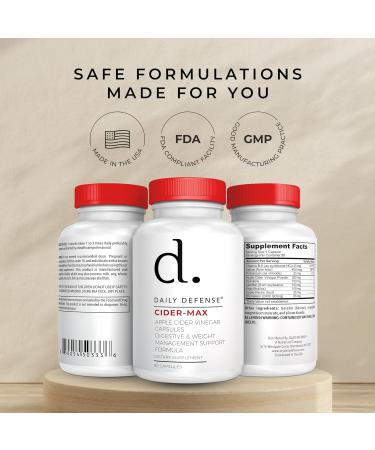 Daily Defense Apple Cider Vinegar Capsules - 500mg Keto-Friendly ACV with Vitamin B6 Iodine & Spirulina - Supports Gut Health & Weight Management Enhances Digestion & Energy Levels - Buy Online on GoSupps.com