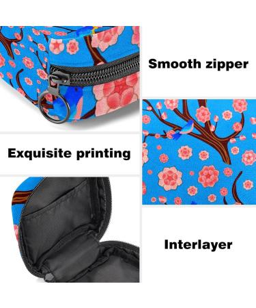 Buy Women's Travel Storage Bag for Menstrual Cup & Makeup Large Capacity Cherry Blossoms & Blue Birds Design - Buy Online on GoSupps.com