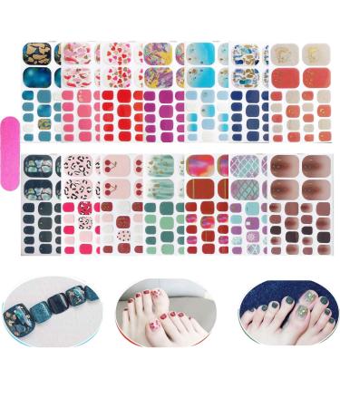 NAIL ANGEL 14pcs Toe Nails Strips Thin Toe Nail Wrap Nail Art Full Cover Sticker Fashion Designs Sticker Easy-Way Summer Beach Holiday Style Pedicure for Women Heart Prints Shapes 10188