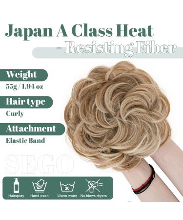 Sego Hair Part with Rubber Band - 55g Dutt Hair Tie & Extensions for Messy Buns | Coffee Brown Mix Blonde - Buy Online on GoSupps.com