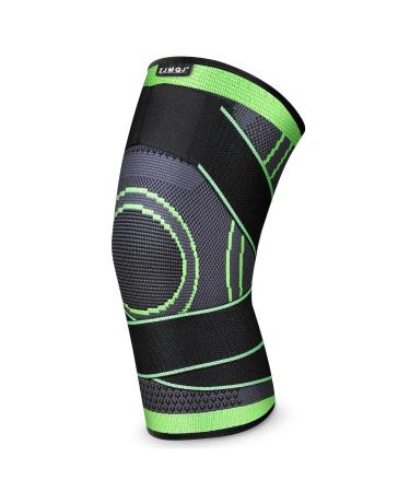 Knee Sleeve, Professional Knee Brace with Removable Adjustable Straps, Premium Compression Support for Arthritis Pain, Running Safety, Cross Fitness Training, Men's/Women's - Single (Large, GREEN01, 1) Large GREEN01 1