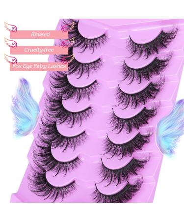 ALICE F001 False Eyelashes 20mm 7 Pairs Pack - Mink Fluffy Fox Eye Lashes for Wispy Dramatic Fairy Cat Eye Look - Buy Online on GoSupps.com