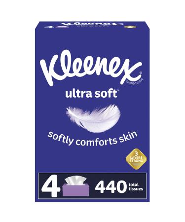 Kleenex Ultra Soft Facial Tissues, 110 Count (Pack of 4) (440 Total Tissues)
