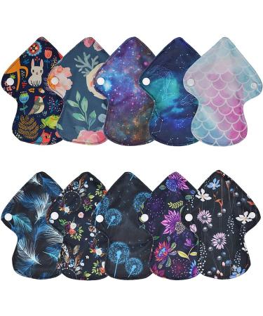 Reusable Charcoal Bamboo Mama Cloth Menstrual Pads - 10 Piece Set, 7x5 inch with Wing for Thongs - Buy Online on GoSupps.com