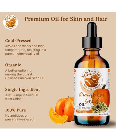 Buy Bella Terra Organic Pumpkin Seed Oil 4oz - Nutrient-Rich Oil Abundant in Vitamin C & E for Skin Purity - International Shipping Available - Buy Online on GoSupps.com