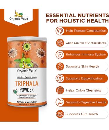 Organic Veda Pure Triphala Powder 16 oz - Gut Health & Immune Support - Buy Online on GoSupps.com