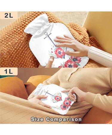 Buy NAANLE 1L Hot Water Bottle - Watercolor Flower Anchor Design | Transparent Pain Relief & Warmth for Bed Hands & Feet - Ideal Heat and Cold Therapy - Buy Online on GoSupps.com