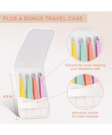 Upmore 4x Colored Stainless Steel Tweezers Set - Eyebrow Tweezers & Scissors for Precision Grooming - Buy Online on GoSupps.com