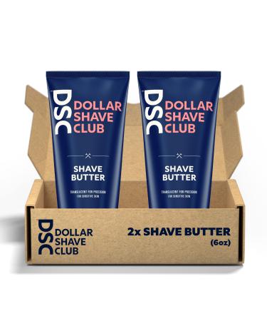 Dollar Shave Club | Shave Butter 2-Pack | For Sensitive Skin, A Translucent Shaving Cream & Gel Alternative, Designed For A Gentle Glide, Helps To Fight Razor Bumps and Ingrown Hairs, Blue Shave Butter 6 Ounce (Pack of 2)