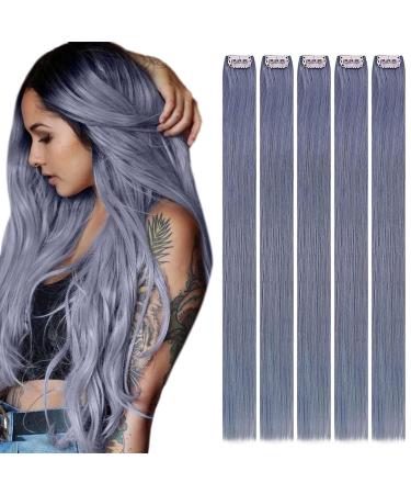 Runature light blue real hair extensions clip 40 cm blue clip in extensions real hair gray blue Seamless hair extension real hair clips remy hair light blue 25g 5pcs color #lightblue 40cm-25g #lightblue