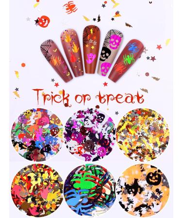 6 Boxes Halloween Nail Glitter Sequins EBANKU Spider Skeleton Flame Nail Art Sequins Halloween Manicure Nail Decoration for DIY Nail Art Decoration Women Girls - Buy Online on GoSupps.com