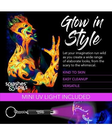 UV Face and Body Paint Sticks - Halloween Club Makeup - Safe for All Skin Types - Splashes & Spills (6 Pack) - Buy Online on GoSupps.com