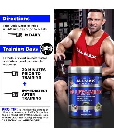 ALLMAX Nutrition - Glutamine Powder - 100% Pharmaceutical Grade - 400 Gram & BCAA 2:1:1-100% Pure Pharmaceutical Grade - Micronized Branched Chain Amino Acids - Gluten-Free 400 Gram - Buy Online on GoSupps.com